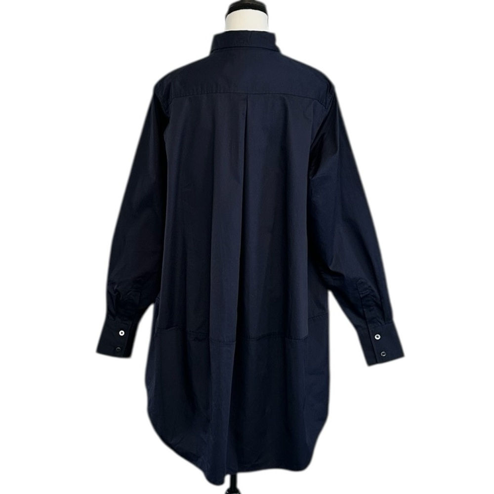 ✨ NWT CO Essentials A-Line Button Down Tunic Shirt Navy M - Picture 9 of 10